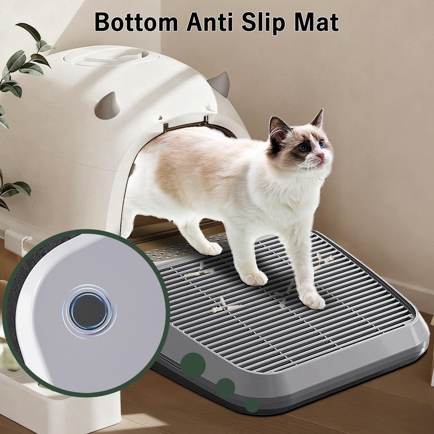 Litter Box Step Washable Cat Litter Catcher Double Layer with Filter Function, Elevated Waterproof Kitty Litter Box Ramp Mat, Easy to Clean, Sturdy Indoor Pedal Stool Ideal for Kitten & Elderly Cats