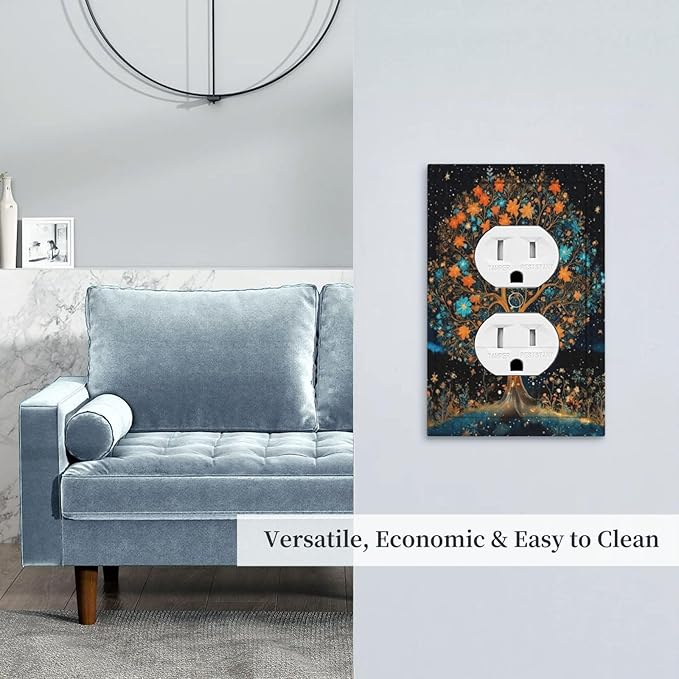 Magical Life Tree in Night Sky Light Switch Cover 1 Gang Outlet Plate Single Duplex Wall Plate Covers Decorative Switchplate Covers Electrical Faceplate for Home Living Decor