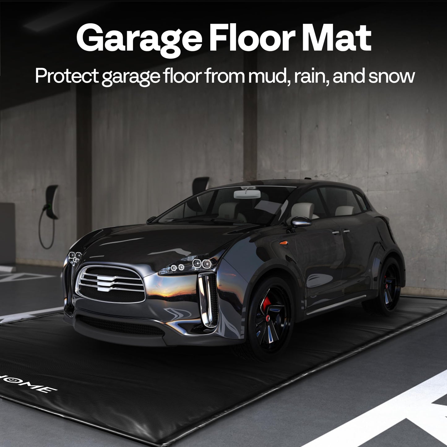 VIVOHOME Containment Mat (7'9" x 18') with Stay Put Corner, PVC Garage Floor Mats, Heavy Duty Garage Parking Mat with a Squeegee,Black