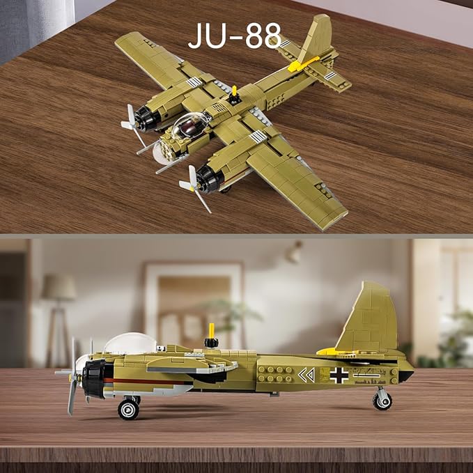 DAHONPA JU88 Bomber Plane Junker Aircraft Building Set [430pcs+] Classic German Fighter Models Perfect for Holiday Gifts and Military Displays
