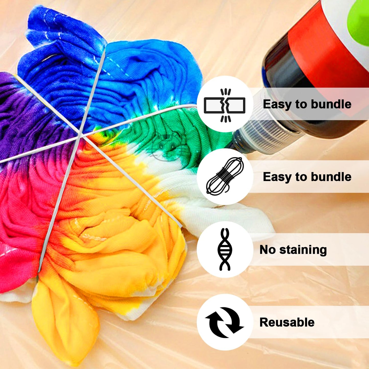 Vodolo Rubber Bands for Tie Dye,115 Pcs Tie Dye Rubberbands Kit,Clear Silicone White Tie Dye Rubber Band for Kids Women Men Large Groups,T Shirt,Dress,Tank Top,Tshirts,Leggings,Swimsuits