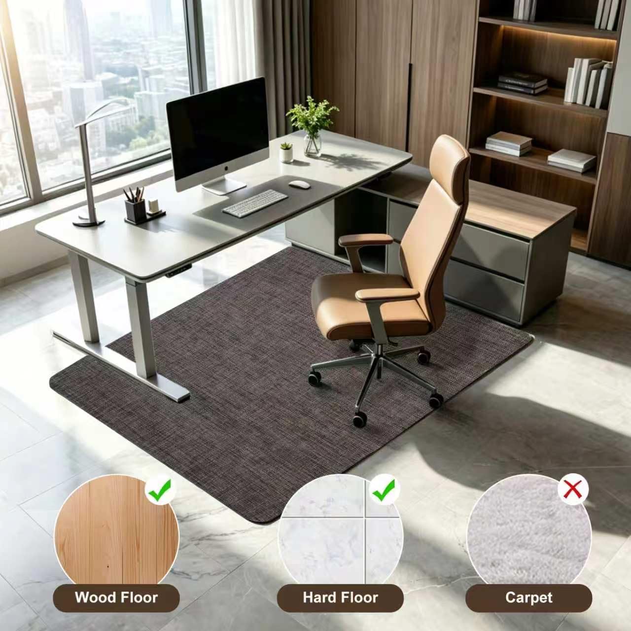 Riveroy Office Chair Mat for Hard Floors 48 x 60 inches,Not for use on Carpet,Black