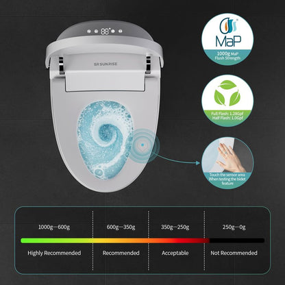 SR SUN RISE One Piece Smart Toilet with Bidet Built-in All in One Intelligent Electric Toilet with Adjustable Heated Seat,Drying,Powerful/Water-saving Flush,Deodorisation&Sterilisation for Bathroom