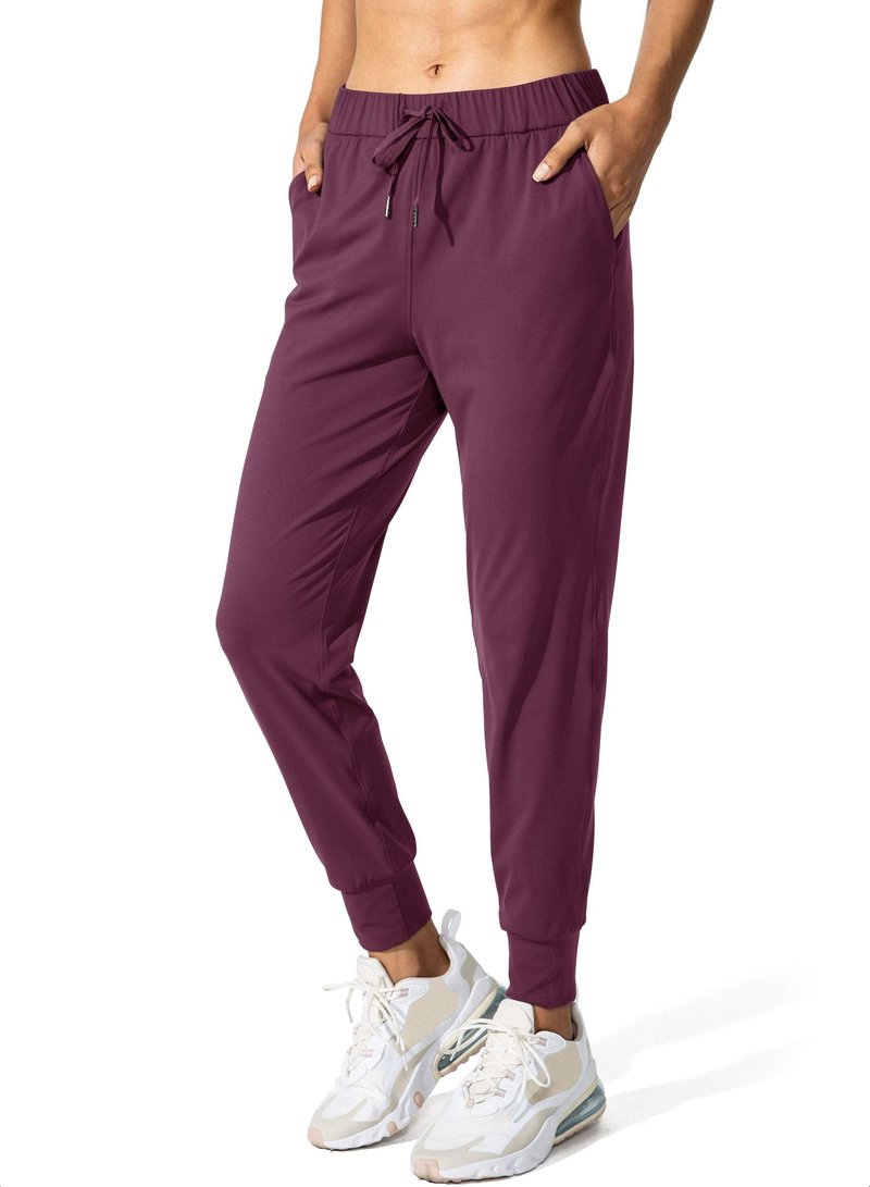 SANTINY Women's Joggers Pants Pockets Drawstring Running Sweatpants for Women Lounge Workout Jogging(Burgundy_M)