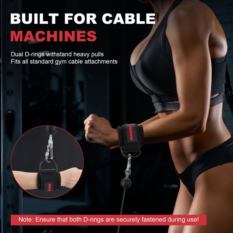 Wrist Straps for Cable Machines Wrist Cuffs for Men Woman Neoprene Padded Straps for Gym Strength Training Equipment (Black, L)