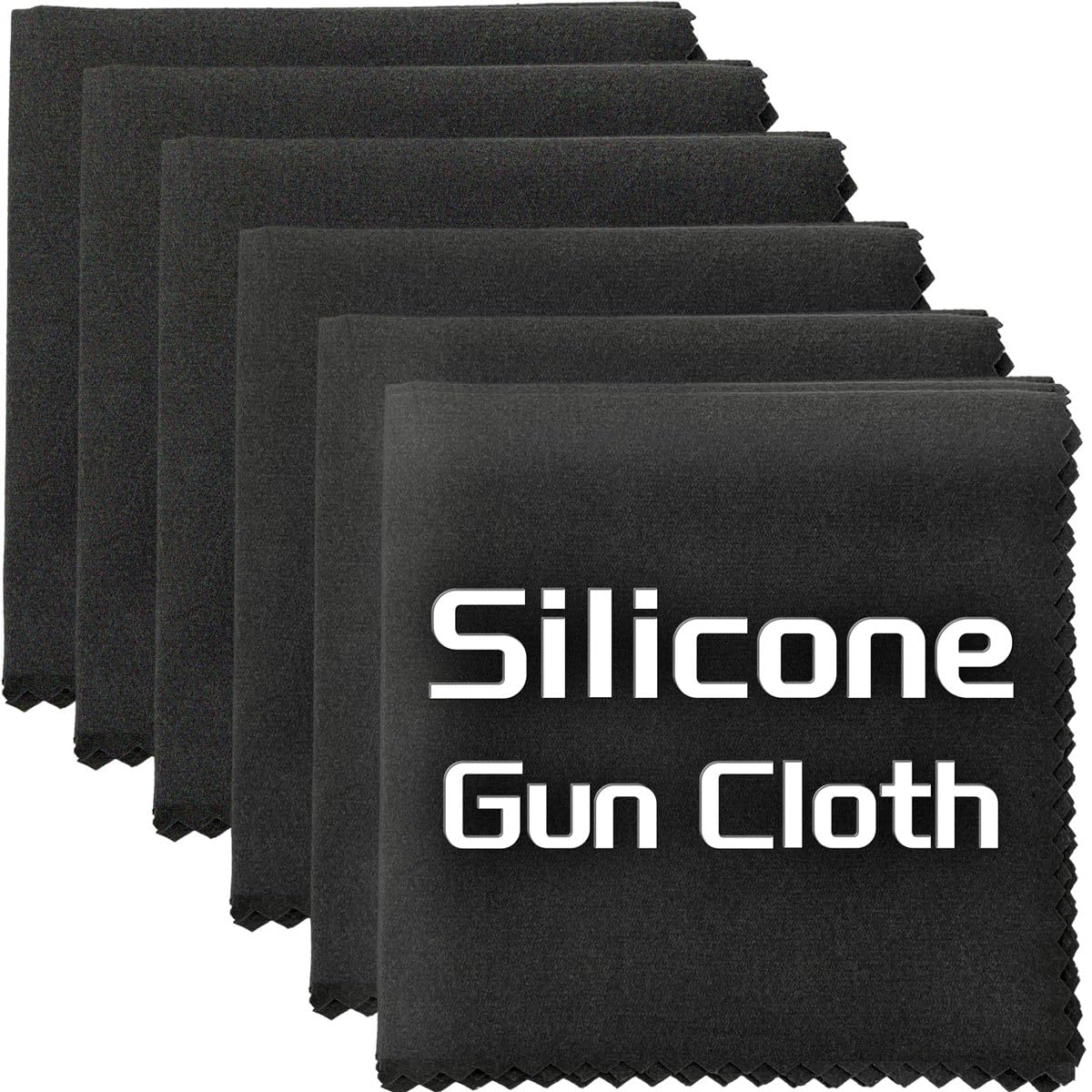 Silicone Gun Cleaning Cloth, 12"x12" Microfiber Lint Free Silicone Gun Cleaning Rags, Reusable Microsuede Cleaning/Polishing Wipes Towels for Firearms, Reels, Knives and Scopes (Black-6Pack)