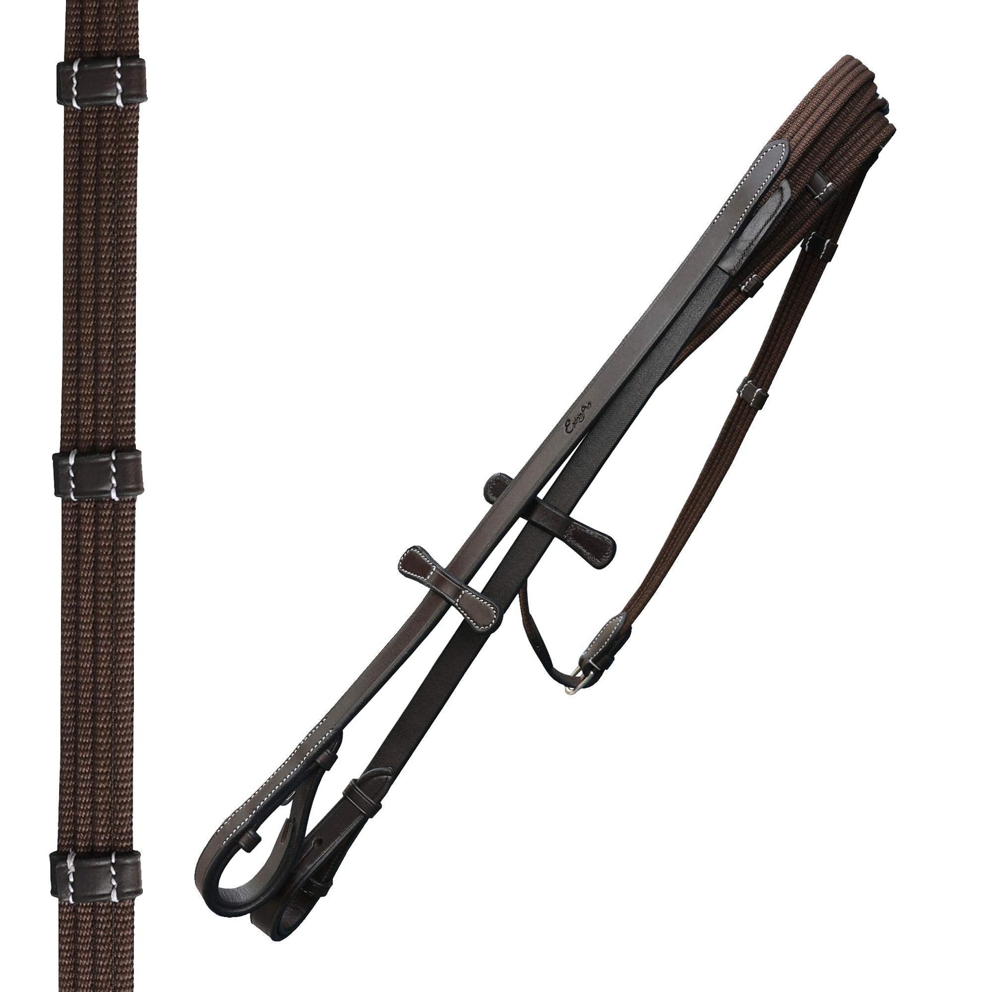 Exion Horse Dressage Bridle with Soft Padded Anatomical Crank Noseband & Reins | Fancy Square Raised Browband | Comfort Crownpiece | Premium Vegetable Tanned Leather