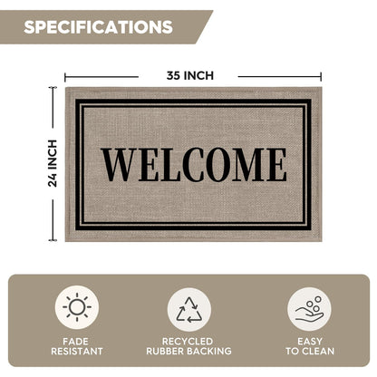 Artoid Mode Welcome Washable Doormat, Seasonal Decor Non Slip Low-Profile Absorbent Natural Rubber Back Door Mat 17x29 Inch