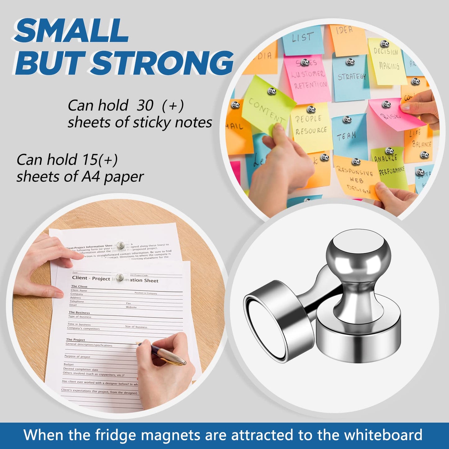 LOVIMAG Fridge Magnets 50 Pcs Refrigerator Whiteboard Small Strong Magnet Classroom Kitchen Accessories Decorative Locker Set Decor Must Haves Office Calendar Refrigerador Magnetic Cute Crafts Silver