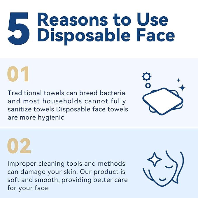 Disposable Face Towelettes, Makeup Remover Dry Wipes, Ultra Soft, 100% Biobased