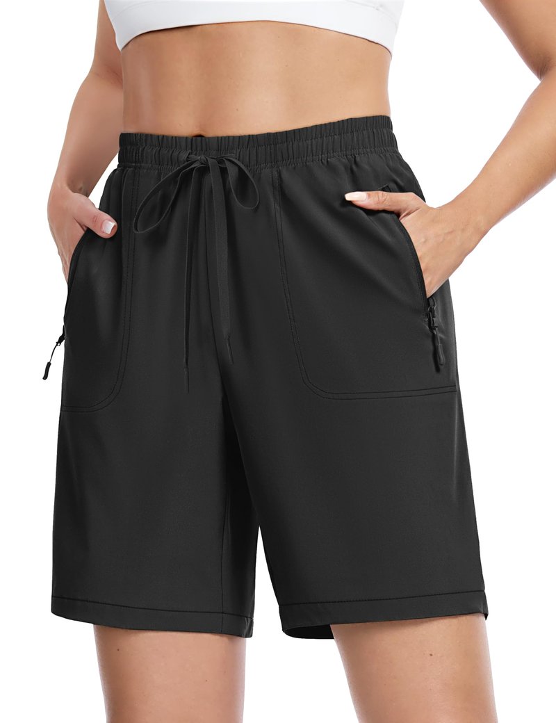 TACVASEN Hiking Shorts for Women Quick Dry Lightweight Golf Athletic Shorts with Pockets Water Resistant Summer UPF 50+ Black XL