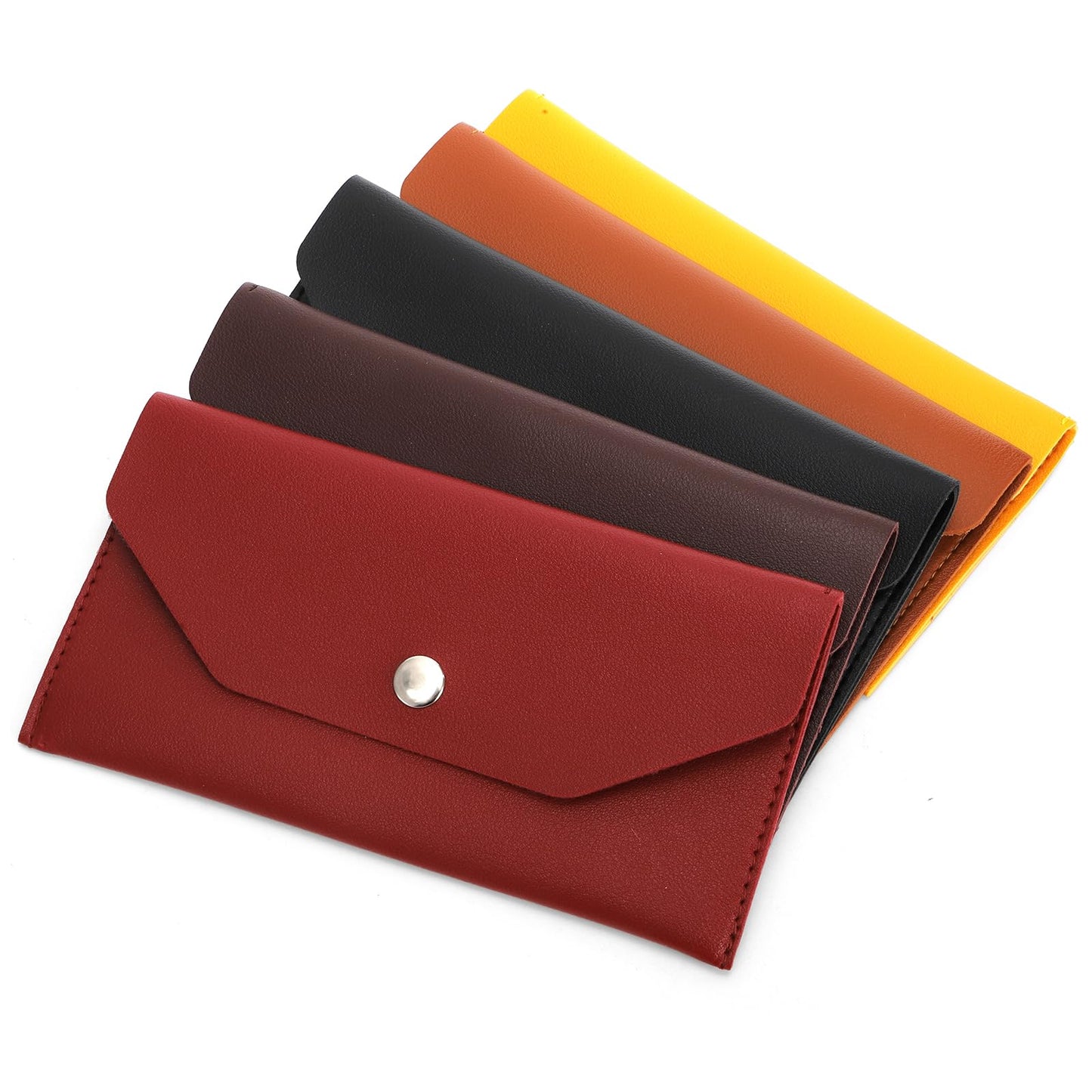 Tebery 12 Pcs PU Leather Cash Wallet, Reusable Money Envelope Purse with Snap Closure, Waterproof Pouch Bag Budget Organizers for Cash, Receipt, Card, 12 Color