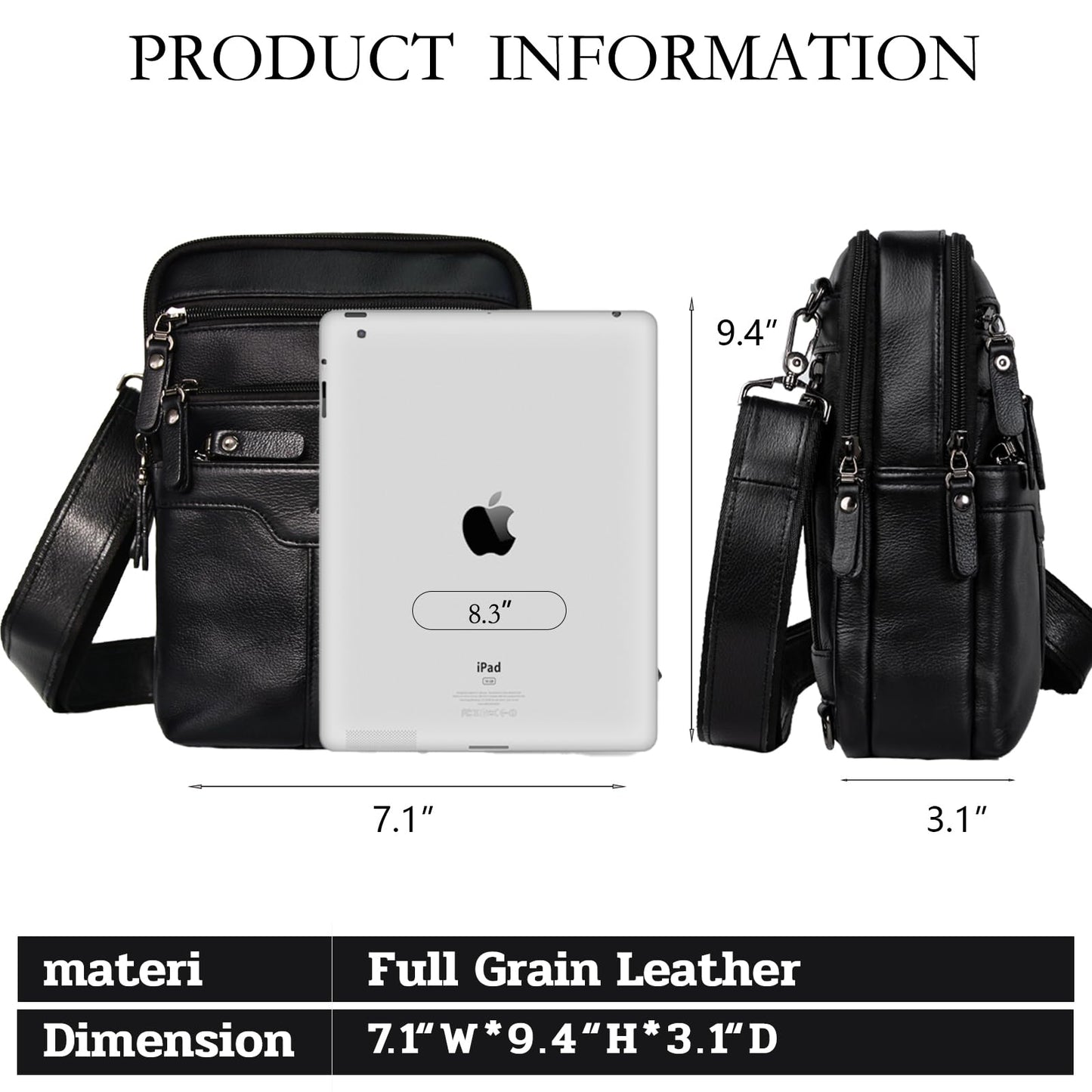 Ariscobull Leather Messenger Bag for Men, Small Leather Sling Shoulder Bag Messenger Pack for Men, Man Purse