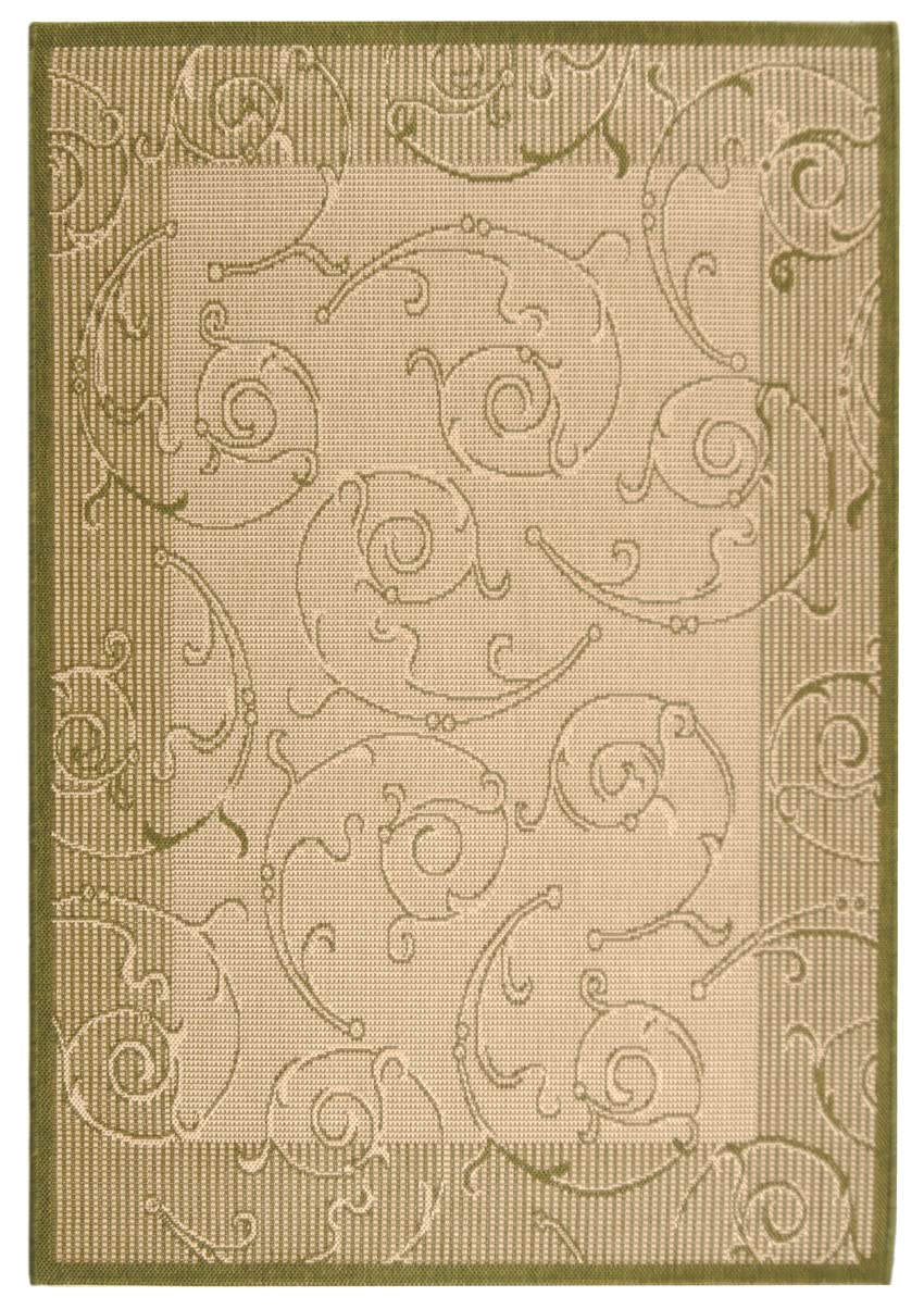 SAFAVIEH Washable Rug Outdoor Courtyard Collection - 2'7" x 5', Natural & Olive, Non-Shedding & Easy Cleaning, Ideal for Patio, Backyard, Mudroom (CY2665-1E01)