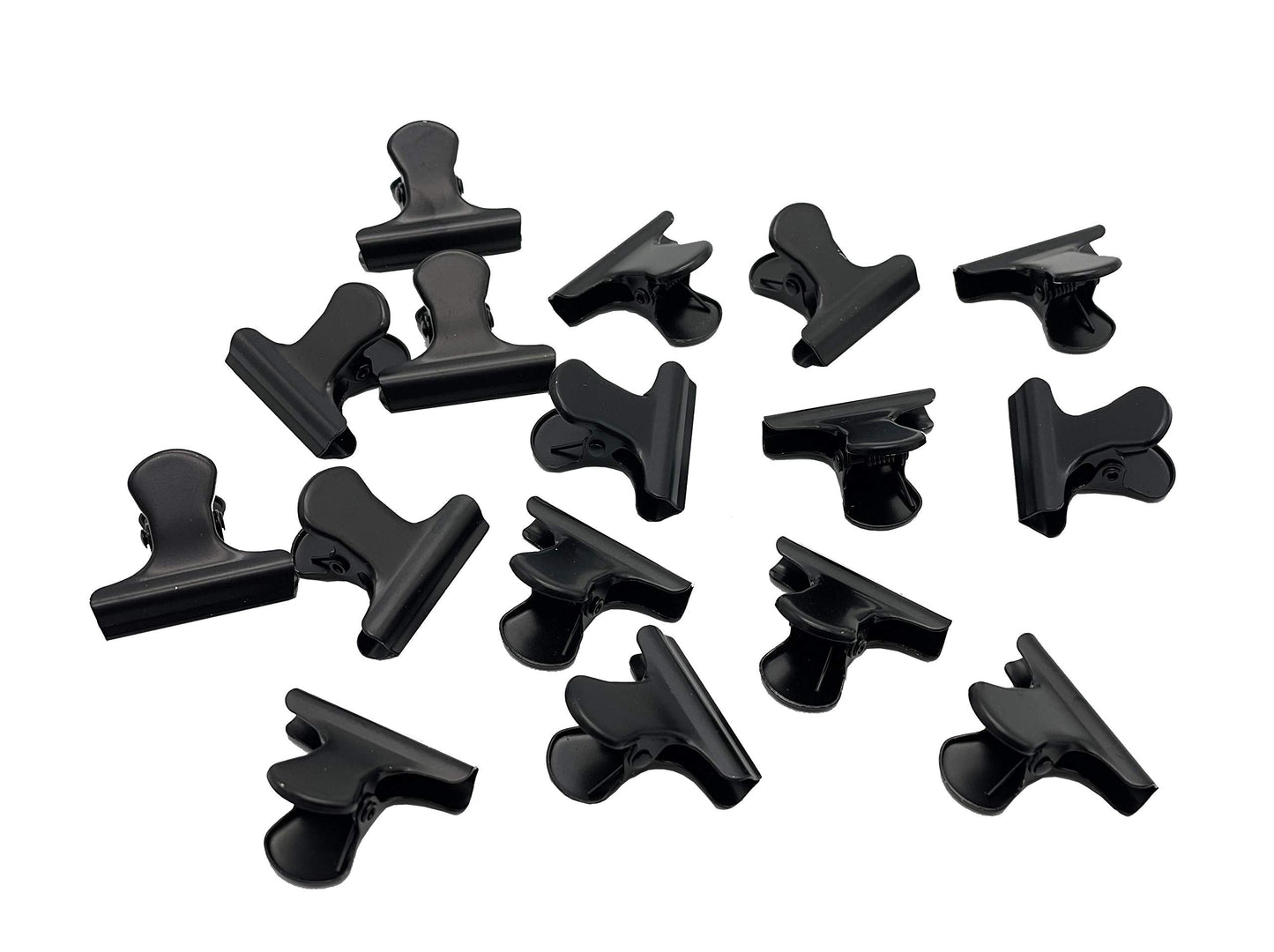 Small Metal Bulldog Clips, 30 Pack 1.18 Inch Stainless Steel Metal Hinge Paper Clips Clamps (Black)
