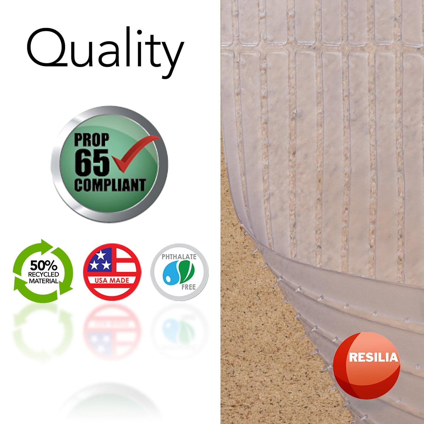 RESILIA Deep-Pile Carpet Runner - Plastic Vinyl Carpet & Rug Protector, Waterproof Clear Vinyl Floor Runners, 36 Inches Wide x 6 Feet Long, Made in The USA