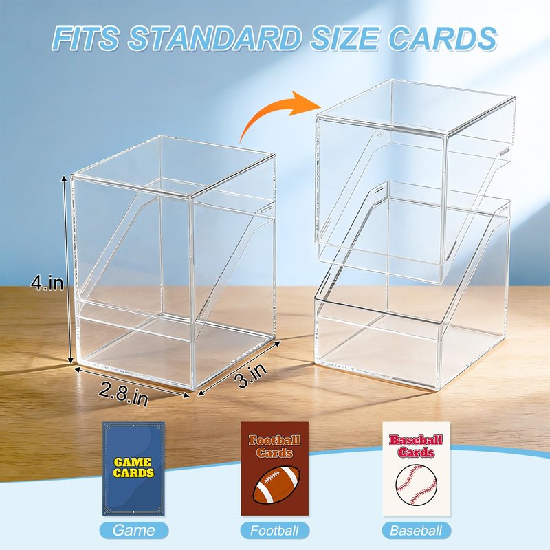 Mlikero Card Deck Cases, 6 Pack Acrylic Commander Deck Box Holding 100+ Sleeved Cards with 6 Dividers, Sturdy Card Storage Box Fit for MTG, TCG, Sports Cards (Clear&Black)
