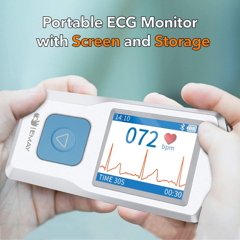 EMAY Portable ECG Monitor | Record ECG and Heart Rate | Compatible with Smartphone and PC