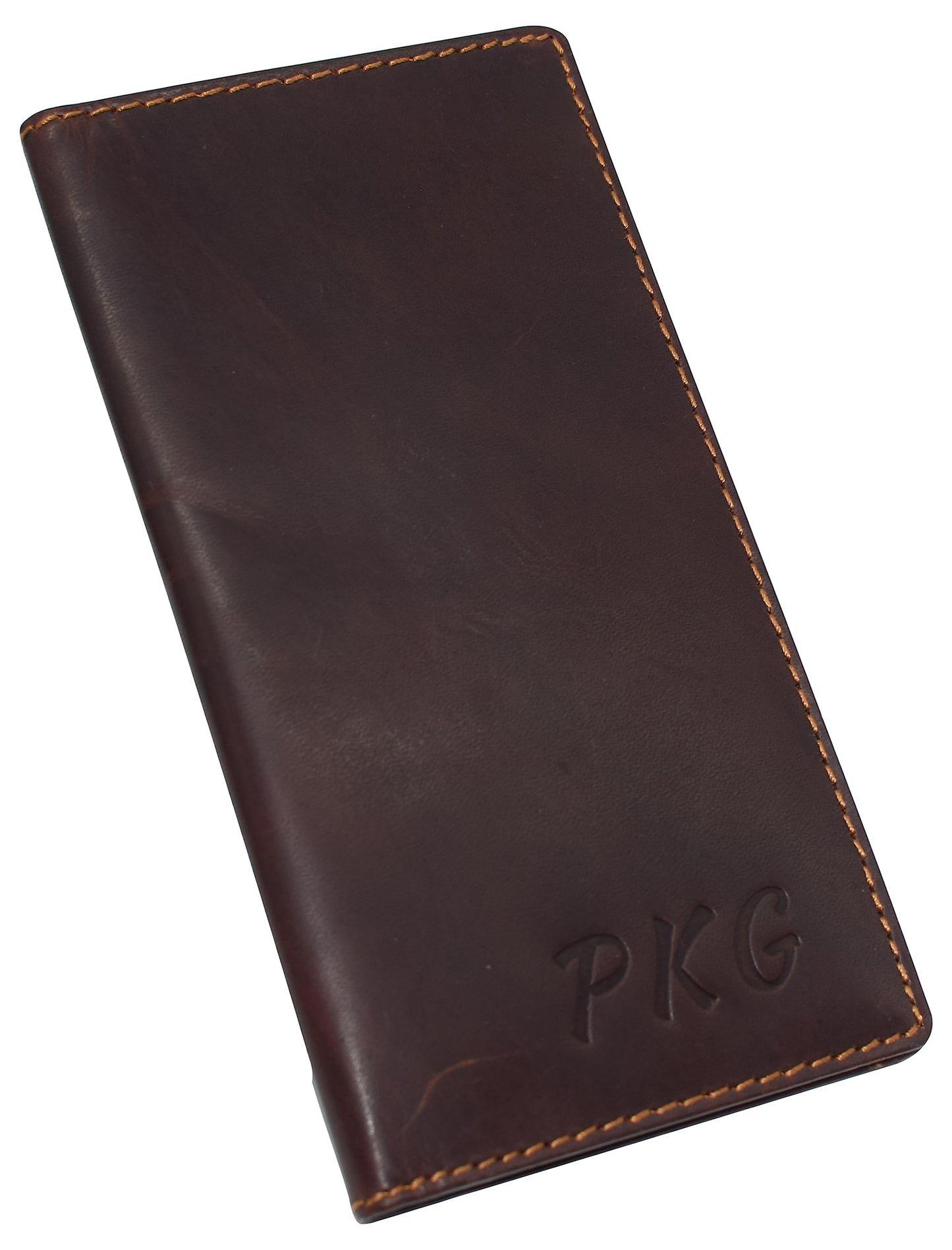 CAZORO Personalized Name Initials Wallets Vintage Leather RFID Bifold Checkbook Cover Holder Womens Mens (RHU Brown)
