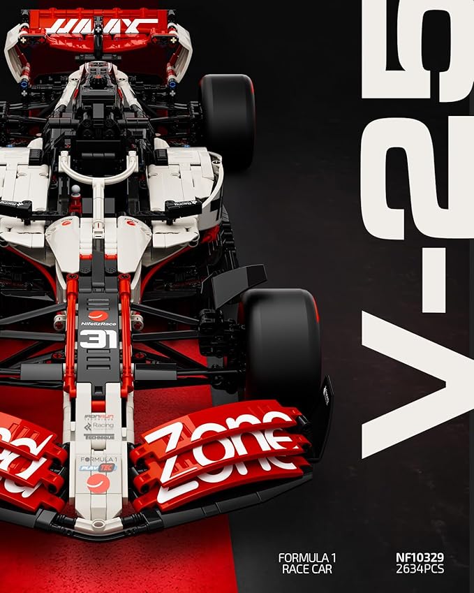 Nifeliz V25 F1 Racing Car Model Set 1:8 Scale Car Building Set for Adults Collectible and Display Gift for Racing Fans (2634 PCS NF10329)