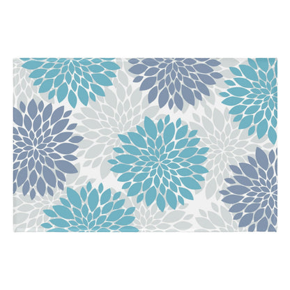 Cryomitron Teal Daisy Floral Area Rug 2x3 Blue and Grey Floral Summer Decorative Front Door Mat Rustic Flower Non-Slip Low Pile Doormat Washable Entryway Rug for Bathroom Living Room Bedroom