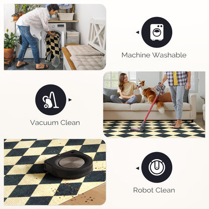 LIVEBOX Checkered Rug Runners for Hallways 2.5x8, Non Slip Kitchen Washable Runner Rugs, Moroccan Plaid Indoor Carpet Runner for Entryway Bathroom Bedroom Laundry
