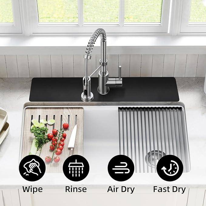 LOPNUR Faucet Mat for Kitchen Sink Protectors, 24 Inch Long Kitchen Sink Splash