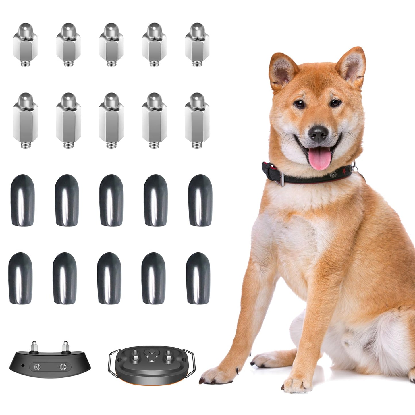 20PCS Extra Contact Points Replacement Part for Dog Training Collars Shock Collar Replacement Prongs with Rubber Tips Silicone Covers for Pet Dog Training Anti Bark Collars Tool, 10 Pairs