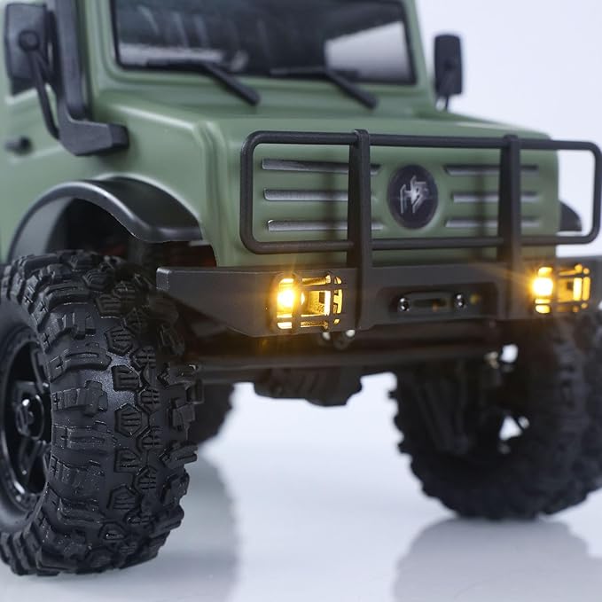 CR18P V3 THunter 1/18 RC Climbing Car 2.4G Wireless Control 4WD Rock Crawler Car Brushless Motor ESC RTR LED Lights Hobby Grade Model for Adult(Matte Green)