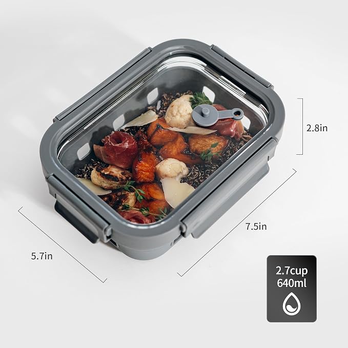 GENICOOK Glass Meal Prep Containers with Glass Lids, 5 Pack 22 oz Airtight Food Storage Containers with Silicone Sleeves, BPA-Free Borosilicate Glass, Microwave Freezer Safe