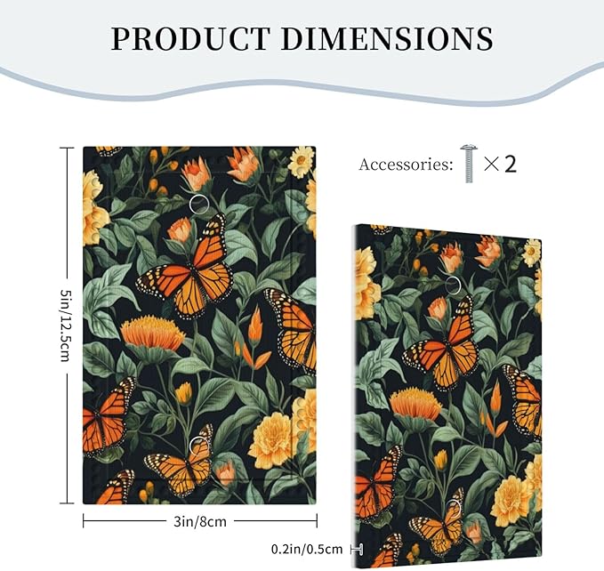 Butterflies Flower Garden Light Switch Covers No Device Wall Plate 1 Gang Decorative Blank Switchplate Electrical Faceplate for Country Living Bedroom Decor