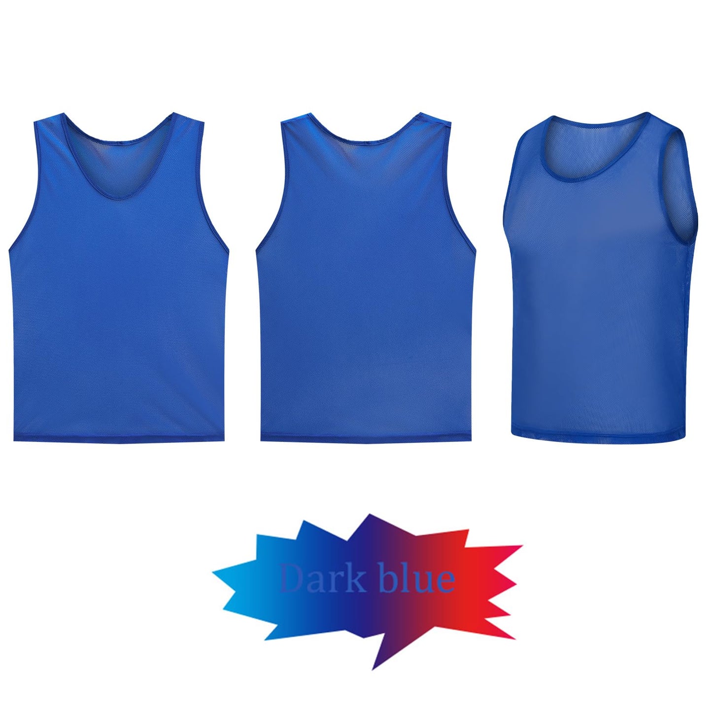STLTYYP Sports Jerseys Mesh Pinnies Scrimmage Team Practice Vest for Kid for Teens and Adult (12 Jerseys)(L, blue)