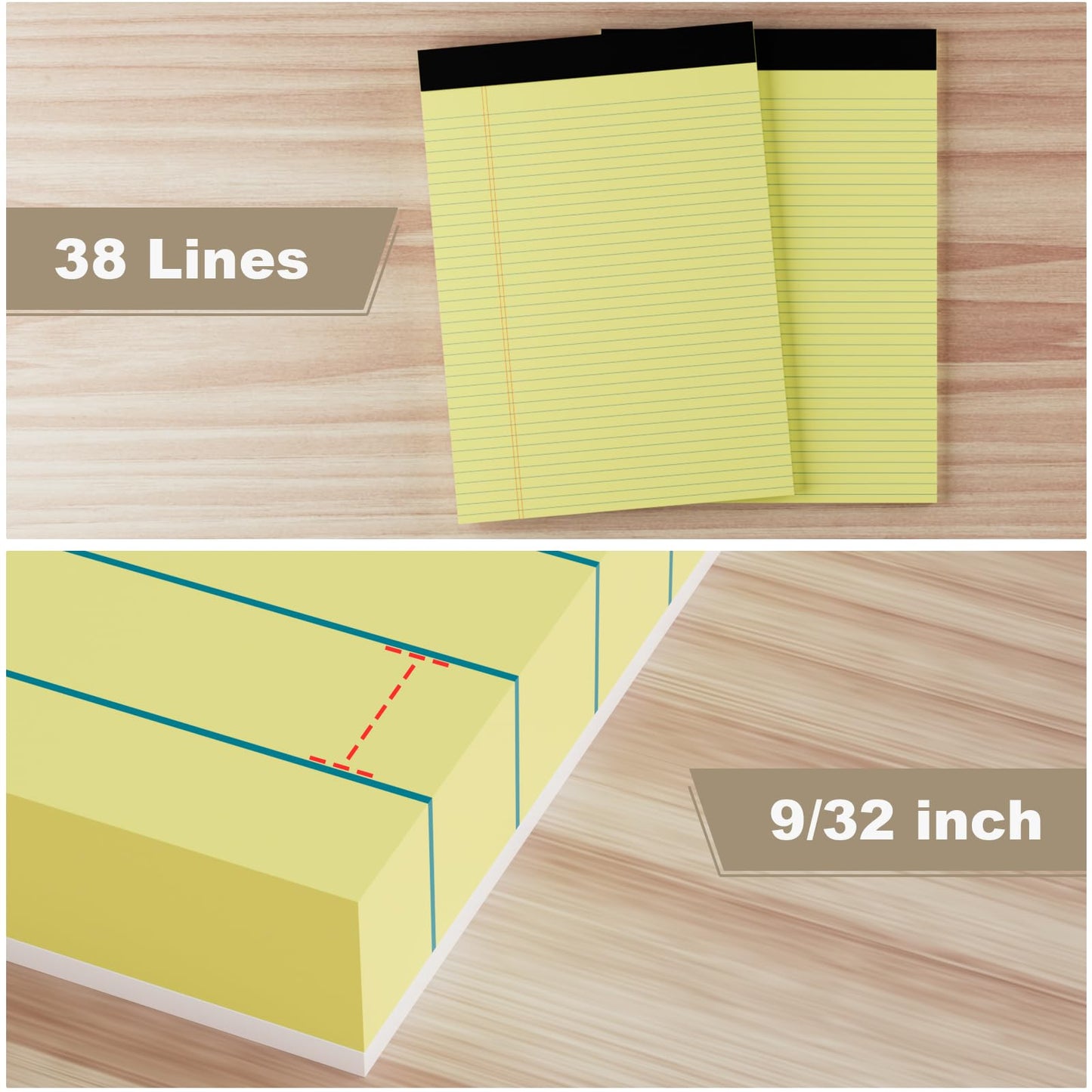 AILZFEI 12 Pack Yellow Legal Pads 8.5 x 11.75 College Ruled Yellow Note Pad Narrow Ruled 30 Sheets Notepads Perforated Writing Pad Clear Print 8x11 Legal Pads Pads of Paper