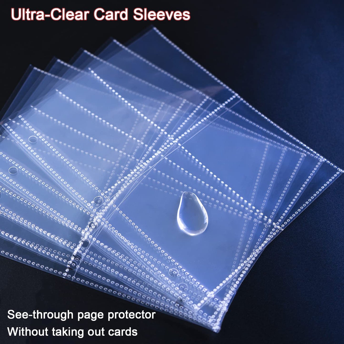 20 Pack 160 Pockets 2.5x3.5 Trading Card Sleeves,A5 Binder 4 Pocket Card Sleeves,Double-Sided 4 Pocket 6.1x7.6 Page Protector,Ultra-Clear Game Card Sheets for A5 Mini 3 Ring Binder
