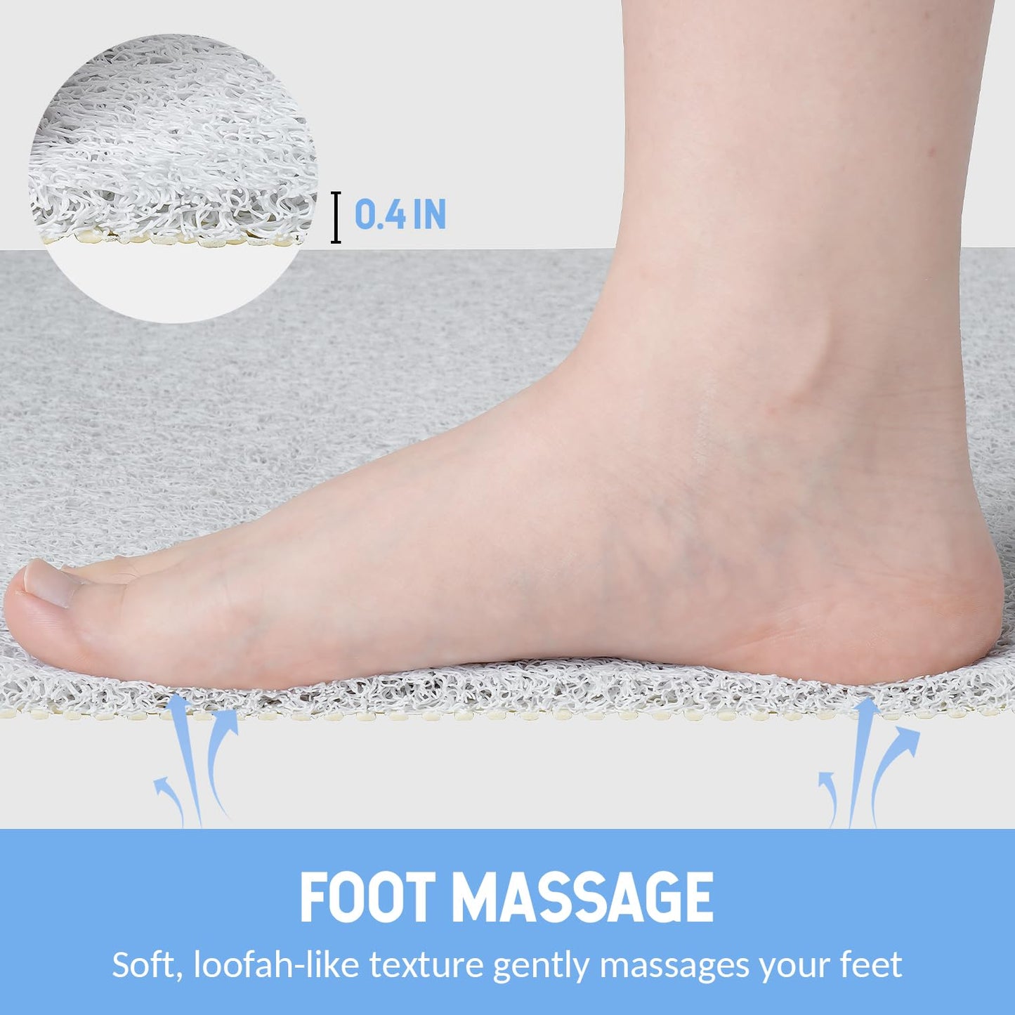 Hargiis Non-Slip Bathtub Mat, Anti Slip Shower Mat, Fast Drying Bathtub Mats, Foot Scrubber Mat, Anti Slip Mat for Tub, Floor, Bathroom, Kitchen, Home, Hotel (White 24"×16")