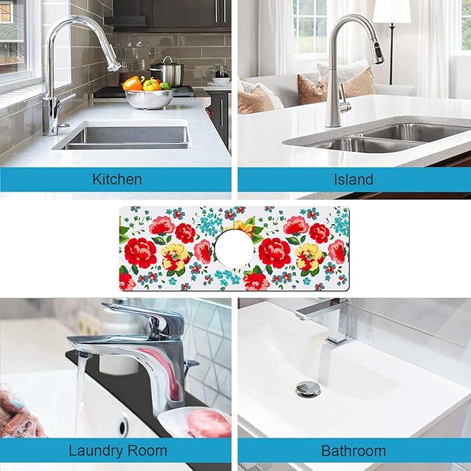 Kitchen Sink Splash Guard Faucet Mat Super Absorbent Fast Drying Mat Sink