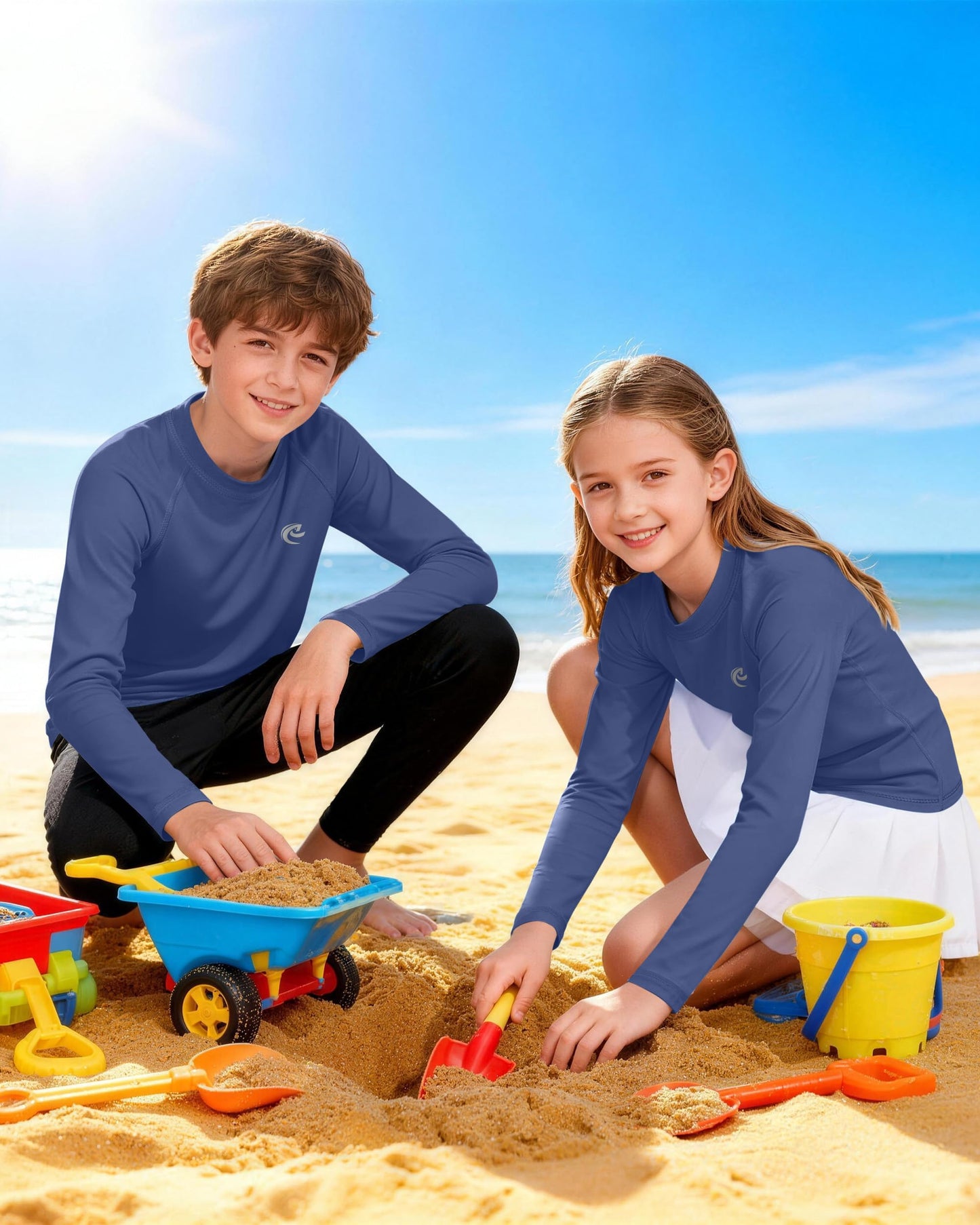 Boys UPF 50+ Swim Shirt Long Sleeve, 1 or 2 Pack UV Sun Protection Rash Guard, Youth Kids SPF Water Shirts for Beach Surf