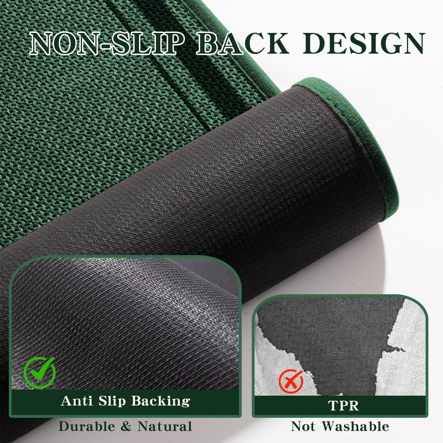 chakme Bathroom Rugs Mat 36x24, Ultra Thin Non Slip Bath Mat Large Quick Dry Absorbent Bath Mat for Bathroom Floor, (Dark Green, 36"x24")