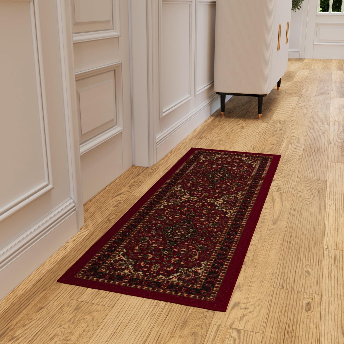 Ottomanson Hallway Runner Rug 20" x 53" Non Slip Oriental Area Rugs Easy to Clean Laundry Rug Runner Durable & Pet Friendly Floor Carpet Runners for Hallways Entryway Living Room Kitchen, Red