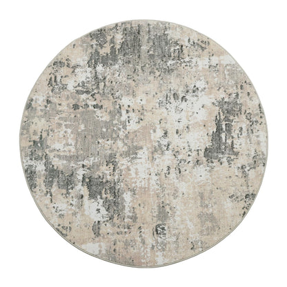 ROYHOME Modern Abstract 8x8 Round Area Rug Non Slip Non Shedding Rug Low Pile Stain Resistant for Bedroom Living Room Office Dining Room,Grey Yellow