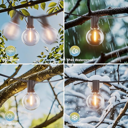 Bomcosy Outdoor String Lights,25 FT LED String Lights for Outside with Shatterproof Dimmable 12+1 Bulbs,Waterproof Connectable Outdoor Lights for Deck,Garden,Backyard,Balcony,Porch,Patio