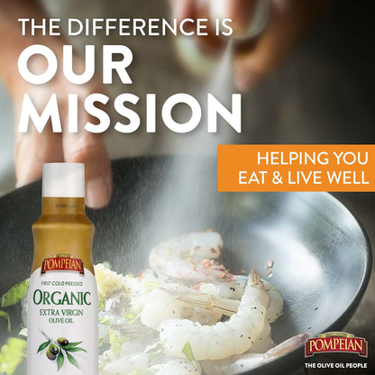 Pompeian USDA Certified Organic Extra Virgin Olive Oil Non-Stick Cooking Spray, No Propellants, 5 Fl Oz