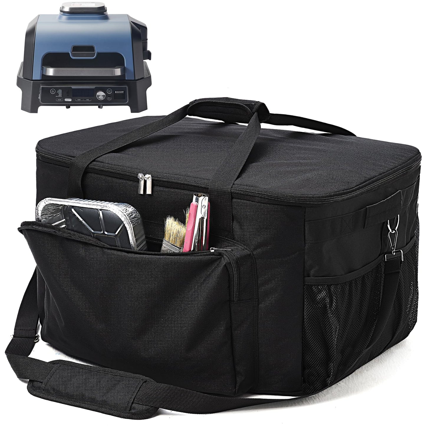 Carry Bag for Ninja Woodfire Pro XL Outdoor Grill, Accessories for Ninja Wood Fire Smoker Grill OG900/800 Series, Padded Carrying Case with Muti-Pockets and Shoulder Straps, Water-Resistant (Bag Only)