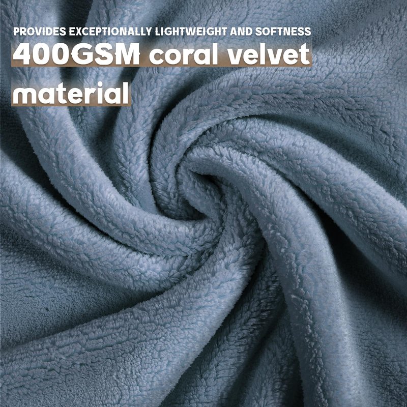 Exclusivo Mezcla 4-Piece Ultra Soft Bath Towel Set, Large Highly Absorbent Microfiber Coral Velvet Towel, Quick Drying for Body, Bathroom, Gym, Spa, 2 Bath Towels, 2 Hand Towels, Grey Blue