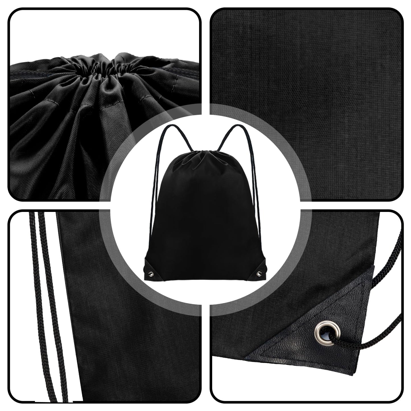 Grneric Drawstring Backpack Bulk 42 Pcs String Backpack Drawstring Bags Cinch Bag Sackpack for Men Women Gym (Black)