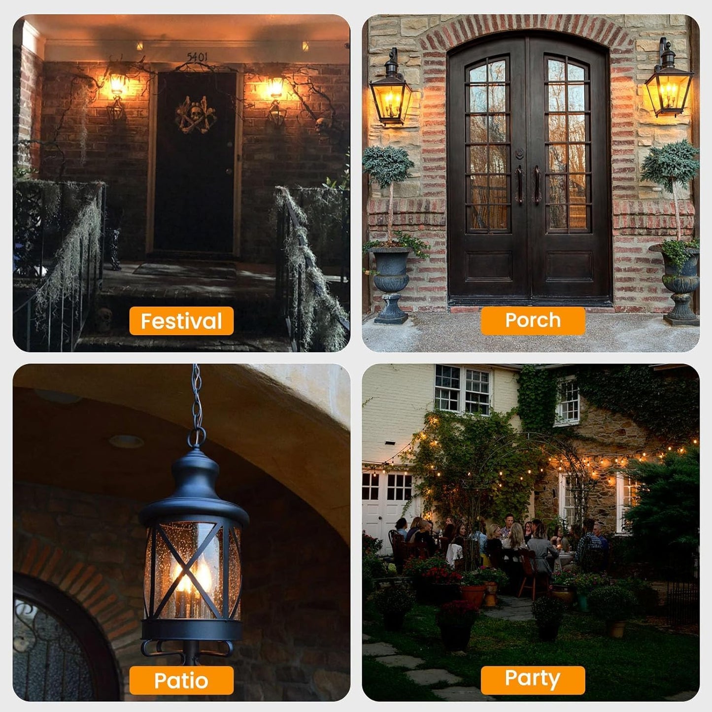 Hompavo Upgraded LED Flame Light Bulbs, 3 Modes Flickering Light Bulbs, E26 Candle Fire Light Bulb for Christmas Halloween Party Porch Indoor & Outdoor Home Decoration - 2 Pack