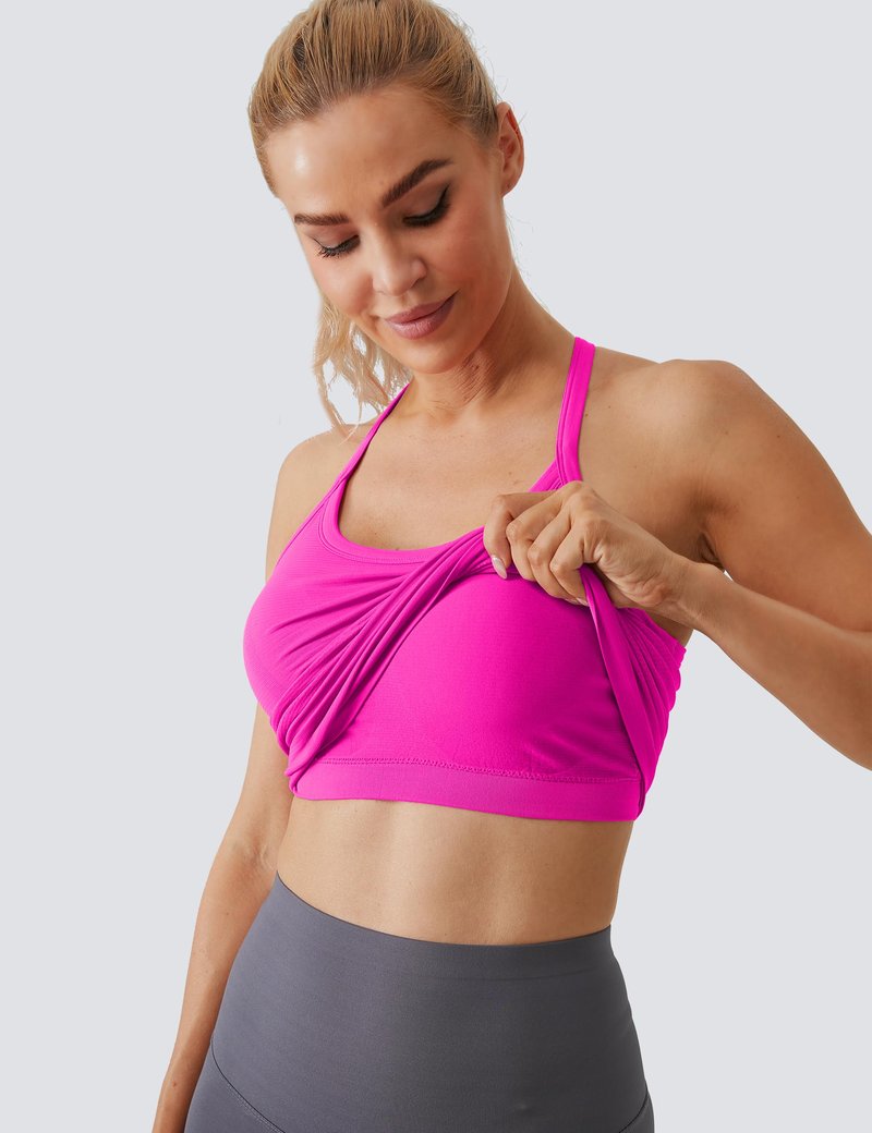 MathCat Workout Tank Tops for Women with Built in Bra, Sleeveless Gym Tops Seamless Racerback Athletic Yoga Shirts Hot Pink