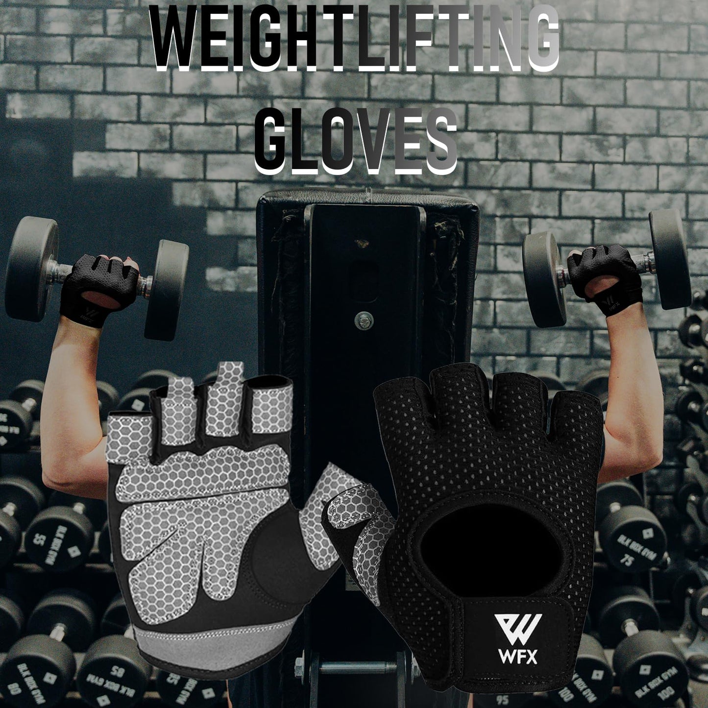 WESTWOOD FOX Weight Lifting Gloves for Men Women Gym Gloves with Wrist Wrap Support for Workout Training Exercise Fitness Hanging, Pull ups for Dumbbell, Cycling (Blacks, X-Large)
