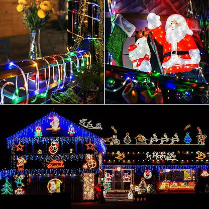 Solar Rope String Lights Outdoor 72Ft 200 Led Waterproof Solar Powered Fairy Lights with 8 Lighting Modes, Copper Wire PVC Tube Lights for Garden Wedding Christmas Party DIY Decor(Multicolor)