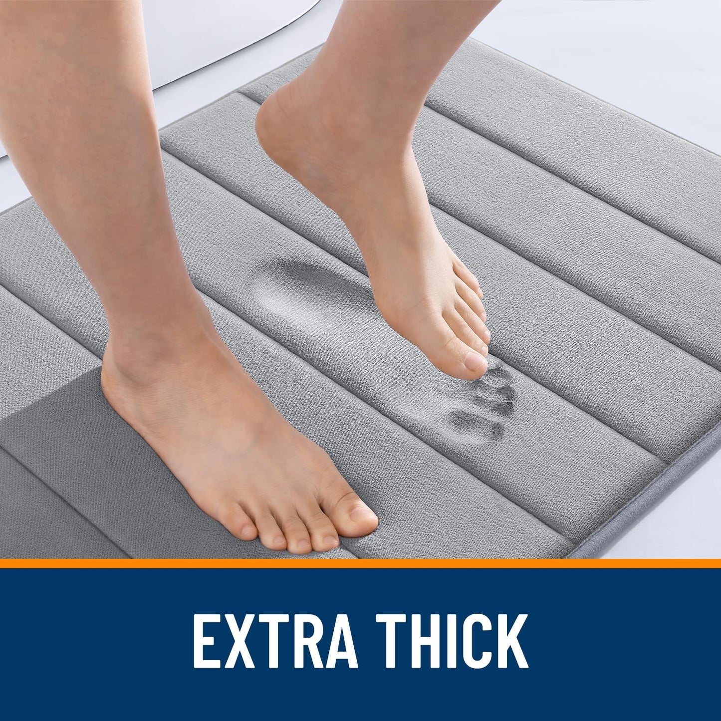 OLANLY Memory Foam Bath Mat 30x20, Super Soft Absorbent Bathroom Rugs, Quick Dry, Machine Washable Shower Floor Rugs, Bathmat Carpet, Bathroom Home Decor Accessories, Grey